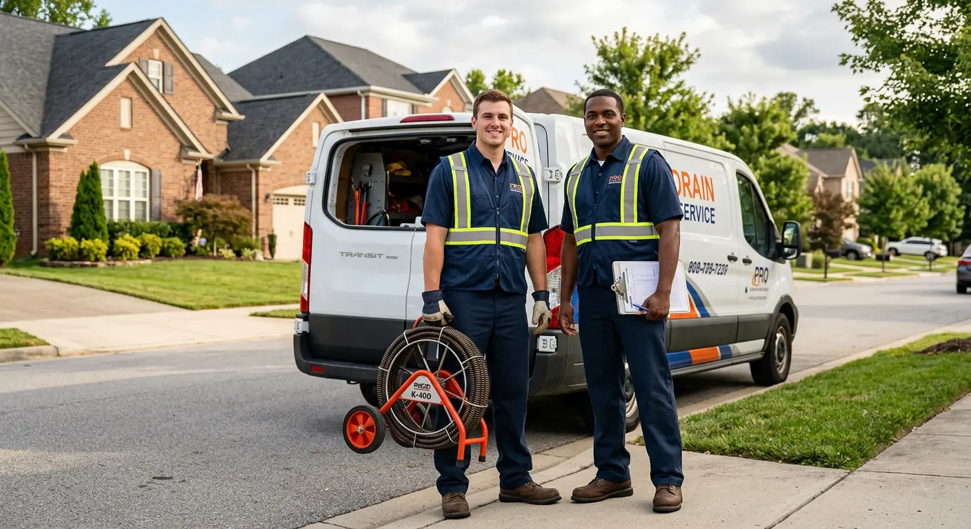 Sewer and drain service team with equipment ready for work in Haddon Heights
