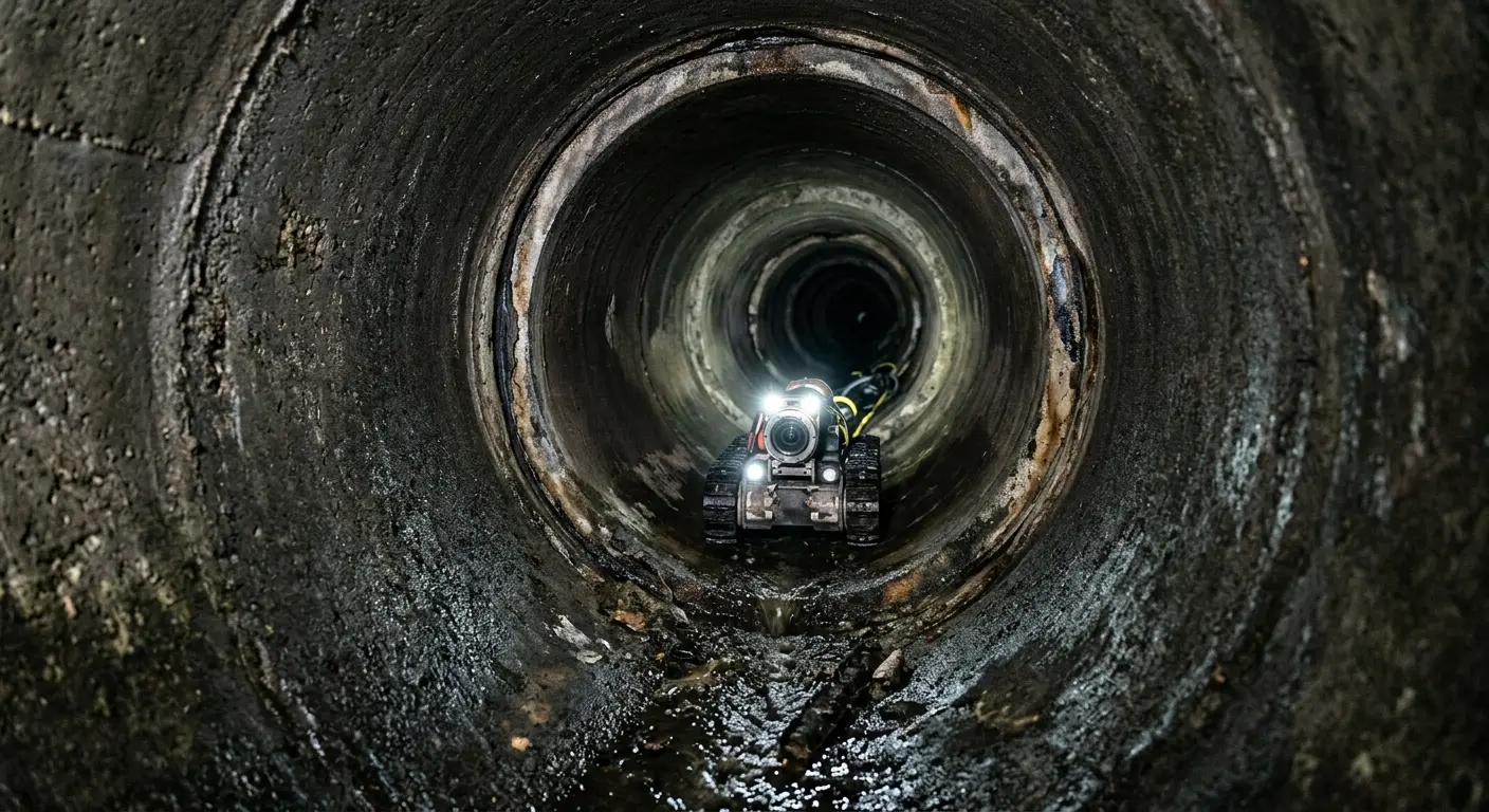 Robotic sewer camera inspecting pipe interior for Drain Snake Service in Haddon Heights